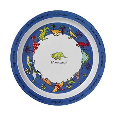 Image of Tyrrell Katz Kids Dinosaurs Printed Plate in Melamine Dishwasher Safe Children&#039;s Outdoor Dining Everyday Tableware 21.5 cm