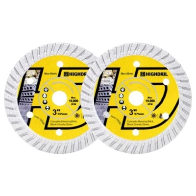 Image of HIGHDRIL 2PCS 75mm/3&quot; Diamond Cutting Grinding Disc Dry/Wet Angle Grinder Wheel for Granite,Hard Concrete,Hard Artificial Stone,Natural Stones