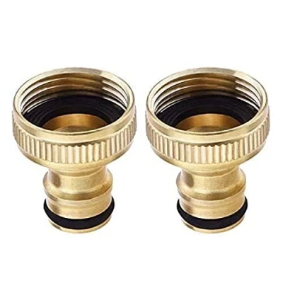 Image of Topways® 3/4 Inch BSP Brass Garden Hose Tap Connector Female Threaded Faucet Adapter 2 Pack