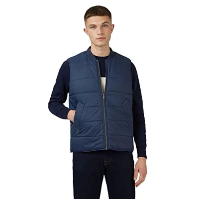 Image of Ben Sherman Quilted Mens Navy Gilet Navy/Blue Nylon Size Small