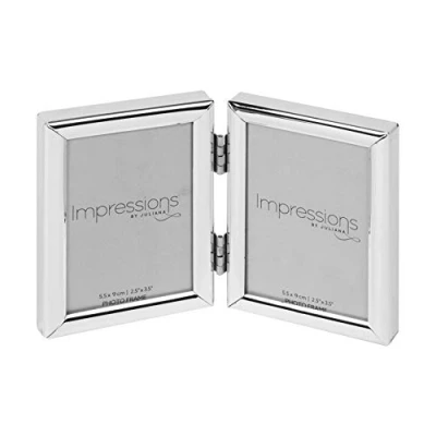 Image of IMPRESSIONS BY JULIANA SILVER DOUBLE PHOTO FRAME FS426 2&#039;&#039;x3&#039;&#039;