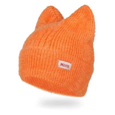 Image of Crochet Hat for Women Winter Warm Cap Cute Cat Ear Teens Adult Cold Weather Windproof Headdress Orange