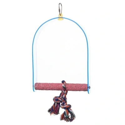 Image of Parrot ESSENTIALS Sanded Nail Arch Swing Perch with Cotton Rope Large Toy Nest for Trimming Wooden Bird African Grey, Amazon, Cockatoo Pet Birdcage