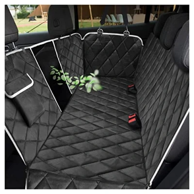 Image of VSPETCC Dog Car Seat Cover,100% Waterproof with Mesh Window And Storage Pocket,Durable Scratchproof Nonslip Hammock Universal Size Fits for Cars/Trucks/SUV