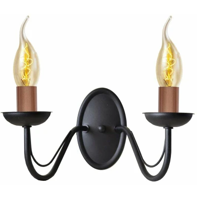 Image of Helam Malbo Candle Wall Lamp Black, Copper 32cm