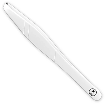 Image of K Pro Eyebrow Tweezer, slant Stainless Steel and Beautiful Design (White)