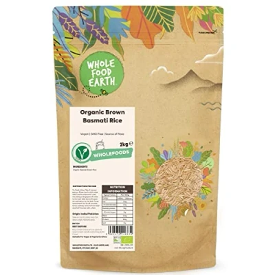 Image of Wholefood Earth Organic Brown Basmati Rice 2kg Vegan GMO Free Source of Fibre Certified
