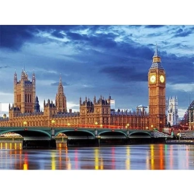 Image of 5D Diamond Painting Kit for Adults Kids Round Drill London Big Ben 30x40cm DIY Kits Full Crystal Rhinestone Embroidery Pictures Cross Stitch Art Gifts Home Wall Decor(12x16in)