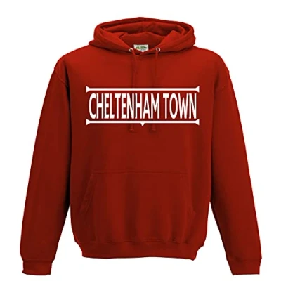 Image of Amelia Gould Apparel Cheltenham Town Legends Gift Premium Mens Hoodie X Large White/Red