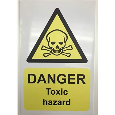 Image of Danger toxic hazard Safety sign Self adhesive sticker 150mm x 100mm