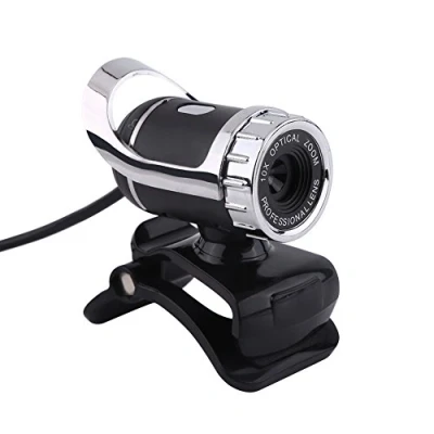 Image of Elprico Web Camera, USB 2.0 12M Pixels Clip on Webcam Camera HD 360 Rotating Stand Built in Microphone for PC(Silver)