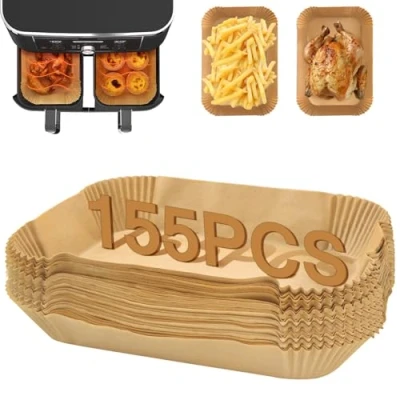 Image of FEEZOM 155PC Ninja Air Fryer Liners Disposable, Paper for Dual, Airfryer Food Grade Accessories AF300UK AF400UK, Salter, Other Dual