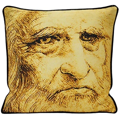 Image of Paoletti Leonardo Self Portrait Photographic Print Piped Cushion Cover Multicolour One Size