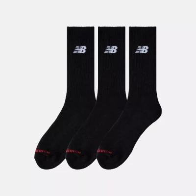 Image of New Balance Everyday CREW Unisex 3 PACK Socks, Size: 4 6.5, Black