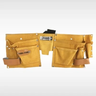 Image of Dunnet Tools 11 Pocket Multi Storage Tool Pouch Organiser Leather Work Belt Men Women Apron Tape Holder Hammer Loop Heavy Duty for Builders Carpenter Construction