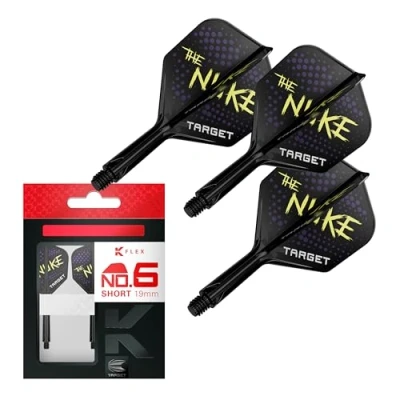 Image of TARGET Darts Luke Littler K Flex Flights and Shaft System, No.6 Short (19mm) Pack of 3 Kflex All In One Flights, Player Edition Accessories No 6 Flight &amp; Dart Stem