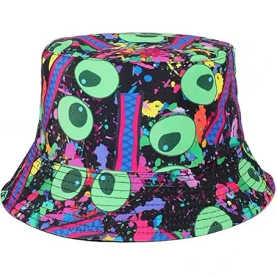Image of ARG Unisex Cotton Bucket hat Summer Travel Festival Sun Fisherman Hats Reversible (Graffiti Eye)