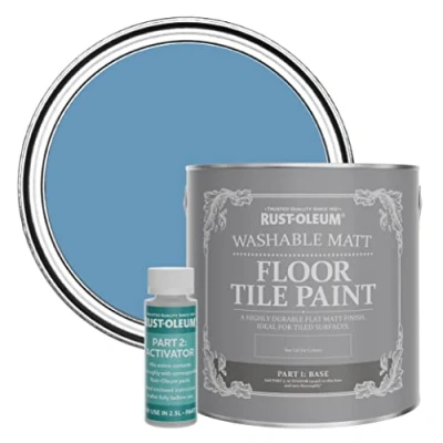Image of Rust Oleum Blue Washable Matt Floor Tile Paint Cornflower 2.5L