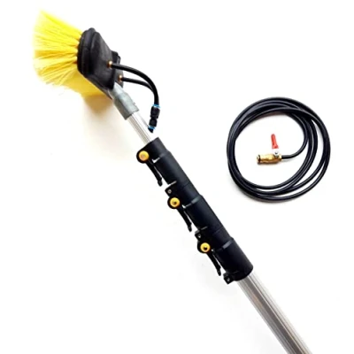 Image of 16ft 20ft 24ft Window cleaning pole Hose fed Water Telescopic Extendable Solar Panel Conservatory Brush Equipment Kit.