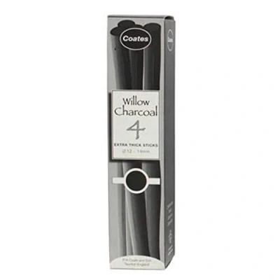 Image of Coates 12 14 mm Diameter Willow Charcoal Extra Thick, Pack of 4, Black