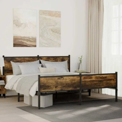 Image of vidaXL Metal Bed Frame without Mattress Smoked Oak 180x200 cm Super King