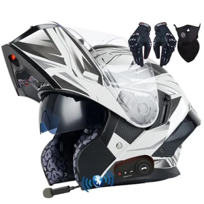 Image of Bluetooth Flip up Modular Motorcycle Helmet ECE Approved Motorbike Front Anti fog Visor Tinted Helmets Racing Crash Karting Full Face XXL