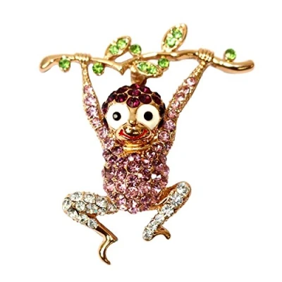 Image of Navachi 18k Gold Plated Purple Crystal Monkey Az7133b Brooch Pins