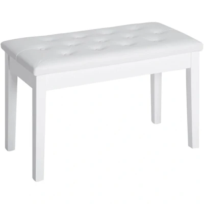 Image of HOMCOM Classic Digital Keyboard Piano Bench Makeup Padded Seat Stool Solid Wood White