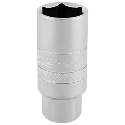 Image of Draper 14mm Thread 6 Point Satin Chrome Spark Plug Socket, 3/8&quot; Sq. Dr., 21mm
