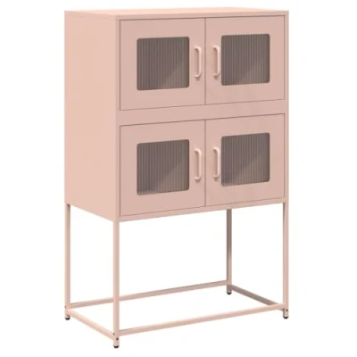 Image of vidaXL Pink Steel Highboard 68x39x107 cm for Kitchen/Dining