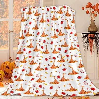 Image of JOOCAR Fox Throw Blanket Autumn Forest Animal Fall Leaf Cozy Soft Lightweight Flannel Plush Blankets for Bed Couch Living Room Sofa Chair,50x60 Inch
