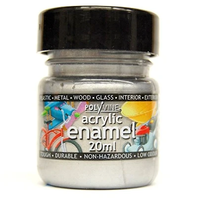 Image of Polyvine 729870011090 20ml acrylic enamel paint Mettalic Silver