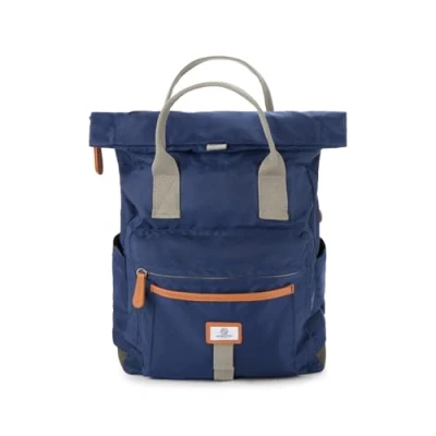 Image of SEVENTEEN LONDON Modern Cycling &#039;Holland Park&#039; Fold Roll Top Backpack in a Classic Slim Minimalist Design made from recycled nylon material Fits Laptops up to 15&quot; (Navy)