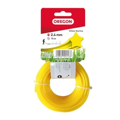 Image of Oregon Yellow Star Shaped Strimmer Line Wire for Grass Trimmers and Brushcutters, Five Cutting Edges Clean Finish, Professional Grade Nylon, Fits All Standard Strimmers, 2.4mm 15m (‎69 452 Y)