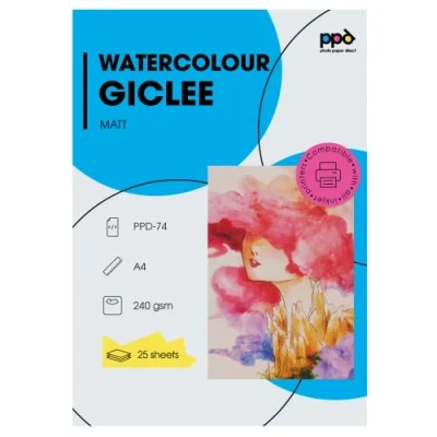 Image of PPD 25 Sheets A4 Inkjet Fine Art Watercolour Giclee Archival Matt Photo Paper 240gsm 74