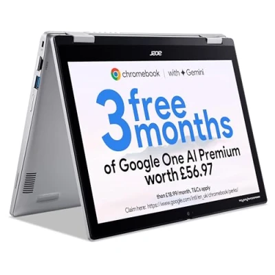 Image of Acer Chromebook Spin 312 CP312 1H Convertible Laptop Intel N100, 4GB, 64GB eMMC, Integrated Graphics, 12.2&quot; WUXGA Touchscreen, Google Chrome OS, Silver