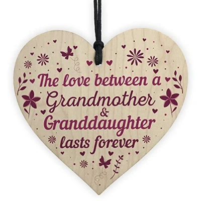 Image of RED OCEAN Grandmother And Granddaughter Gifts Nan Grandma Birthday Wooden Heart Keepsake