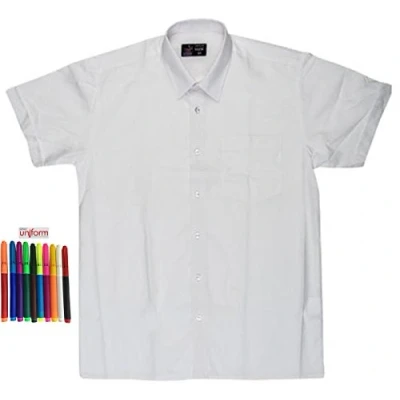 Image of ND Sports Boy&#039;s School Uniform Short Sleeve Smart Shirt, Size 17, White