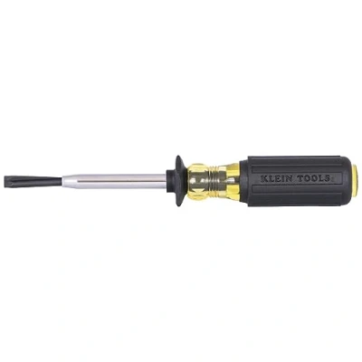 Image of Klein Tools 6013K Slotted Screw Holding Screwdriver, 3/16 Inch Split Blade Flat Head Driver, Positive Gripping Action, Cushion Grip Handle