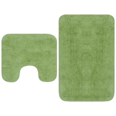 Image of vidaXL Bathroom Mat Set 2 Pieces Fabric Green