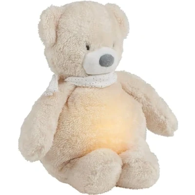 Image of Nattou Night Light Cuddly Bear Sleepy, Up Bear, Baby/Toddler Comforter, for Children, Baby White Noise Machine, and Toddler Sleep Aid, PETA Approved Vegan, Beige