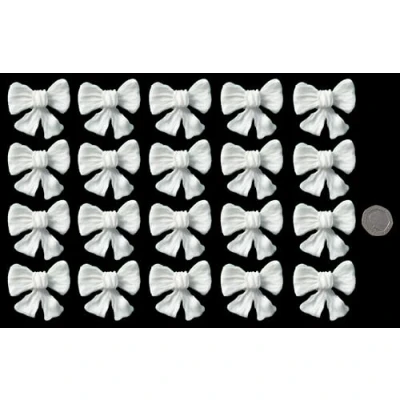 Image of 20 x Edible 3D Extra Large Bows icing toppers, cake cupcakes decorations (White)