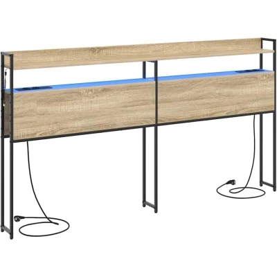 Image of vidaXL Storage Headboard Sonoma oak 200 cm Engineered wood