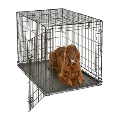 Image of New World Newly Enhanced Single Door 106.68 cm (24 Inch) Dog Crate for Small Breeds; Includes Leak Proof Pan, Floor Protecting Feet, and Patented Features; B42