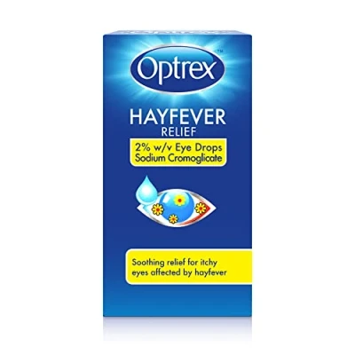 Image of Optrex Hayfever Relief, 2% w/v Eye Drops Sodium Cromoglicate, Clinically Proven, 10ml each, Relieves Symptoms of Allergy, Works Instantly