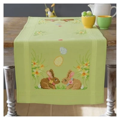 Image of Vervaco Runner: Easter Bunnies, Polyester Cotton, Assorted, 40 x 2 20 cm