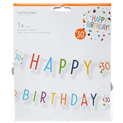 Image of (PKT) Confetti Birthday 30th Letter Banner 1.8m