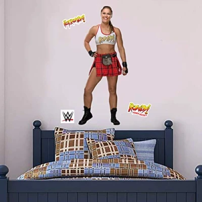 Image of WWE Wall Decal Ronda Rousey 2 Wrestler Mural + Sticker Set Vinyl Kids Art (120cm Height)