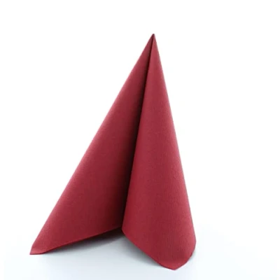 Image of Pack of 50 Premium Quality Linen Feel Airlaid Napkins Bordeaux/Burgundy 40cm x