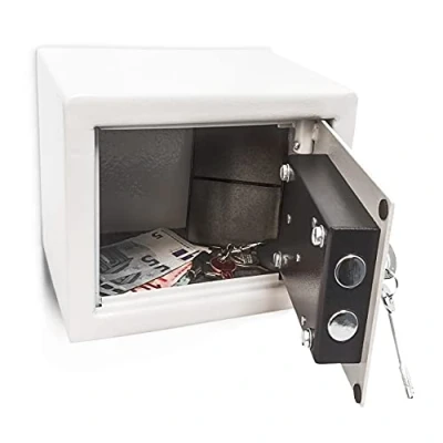 Image of Relaxdays 10010086 Wandtresor Home/Office Steel Safe with 2 Locking Bolts &amp; Keys Free Standing Or Wall Mount, lightgrey, 23 x 17 cm